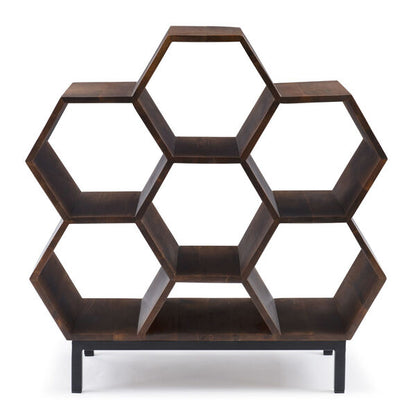 okia solid wood book shelve in brown finish