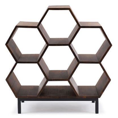 okia solid wood book shelve in brown finish