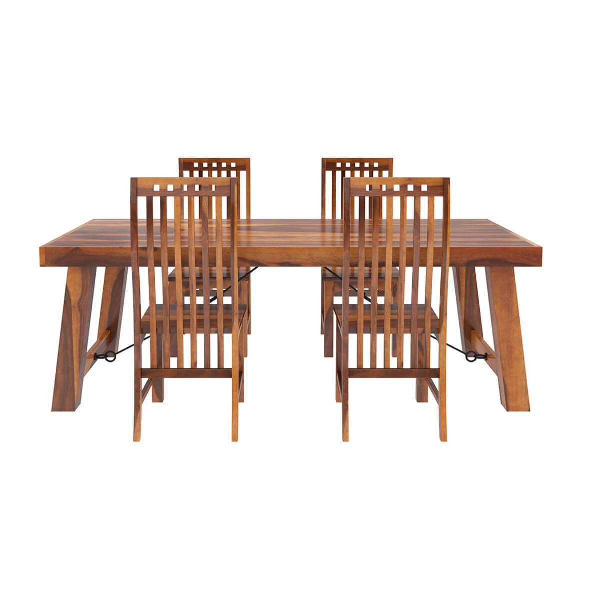 Foldable Solid Wood Dining Table SET In Natural Finish With 4 Chairs