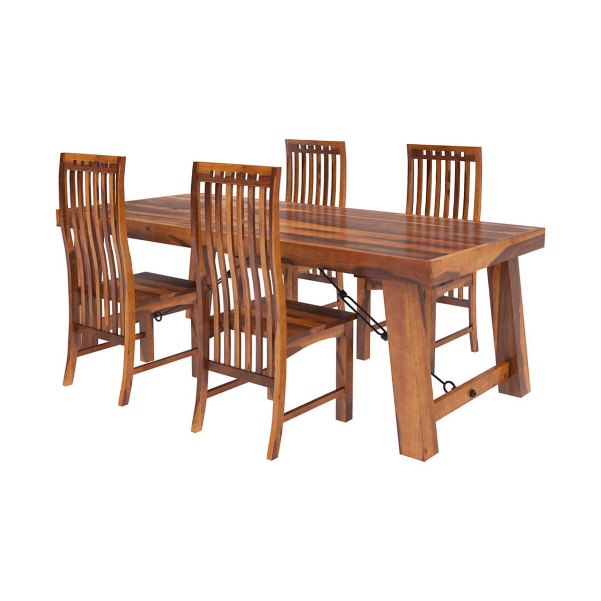 Foldable Solid Wood Dining Table SET In Natural Finish With 4 Chairs