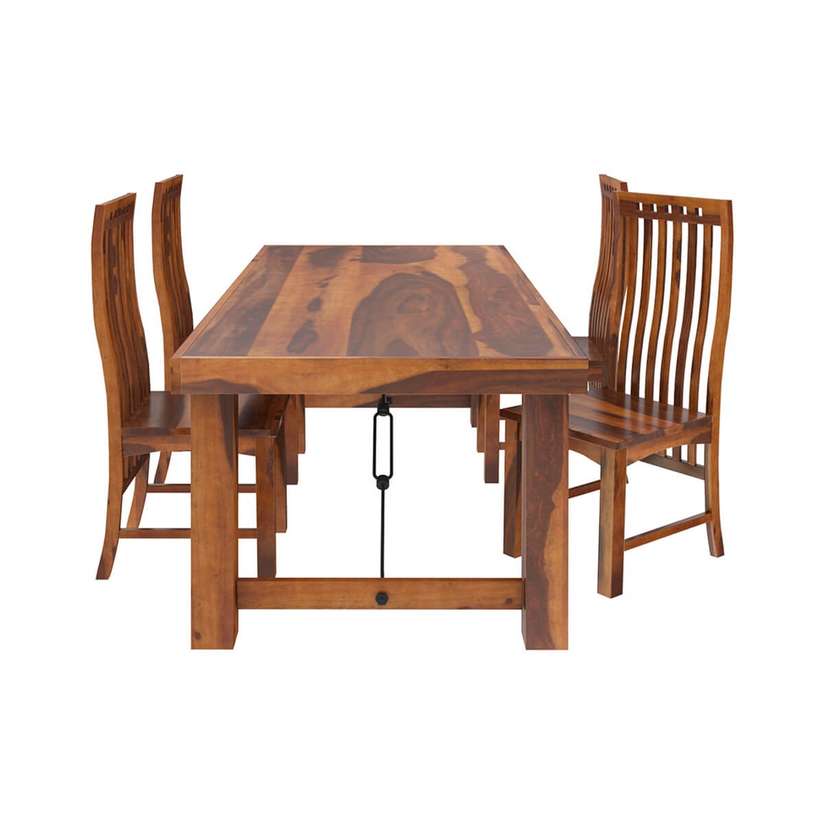 Foldable Solid Wood Dining Table SET In Natural Finish With 4 Chairs
