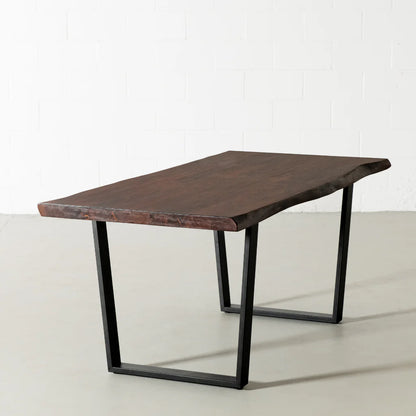 Janet Live Edge Acacia Wood Dining Table In Walnut Finish