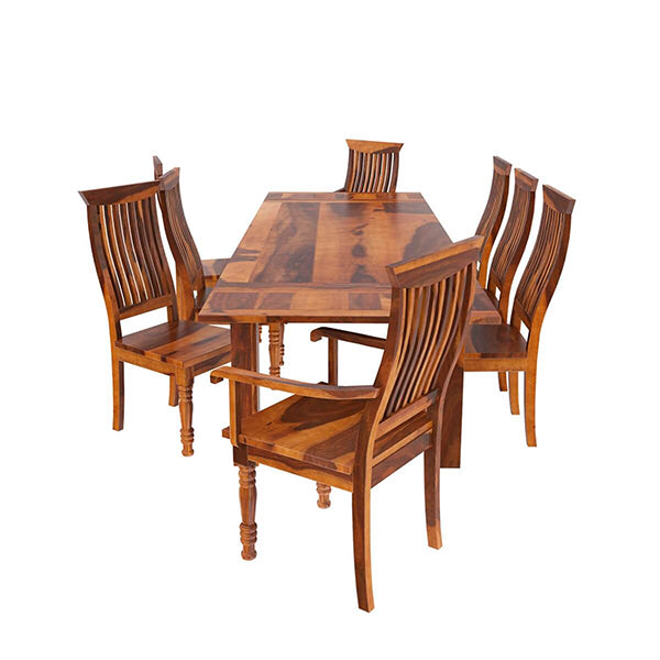 Vinai Extandable Solid Wood Dining Table Set With 8 Chairs In Natural Finish