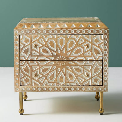 admire solid wood carved bedside table