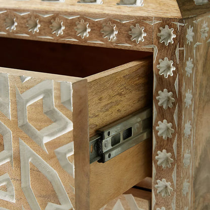 admire solid wood carved bedside table