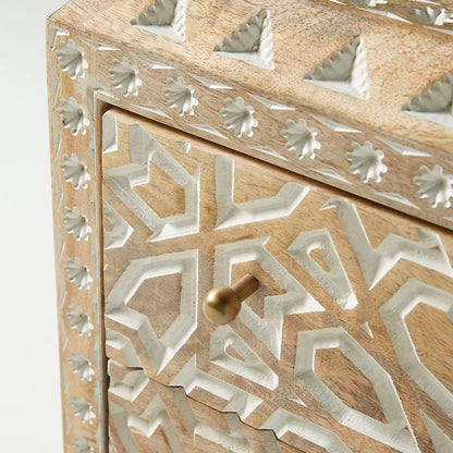 admire solid wood carved bedside table
