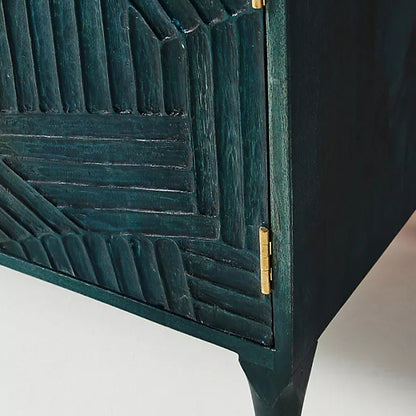 Hastkala solid wood carved sideboard in indigo finish