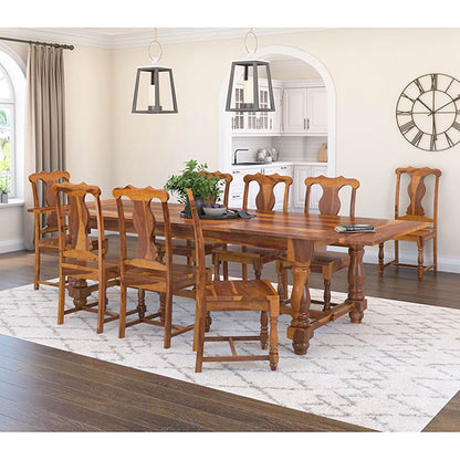 Farmhouse Solid Wood Extandable Dining Table Set In Natural Finish