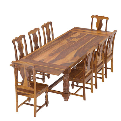 Farmhouse Solid Wood Extandable Dining Table Set In Natural Finish