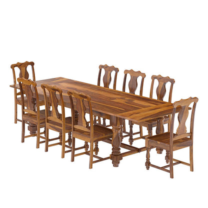 Farmhouse Solid Wood Extandable Dining Table Set In Natural Finish