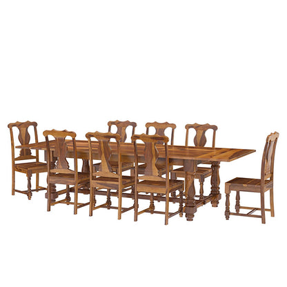 Farmhouse Solid Wood Extandable Dining Table Set In Natural Finish
