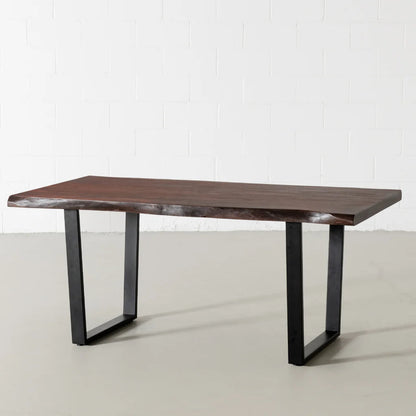 Janet Live Edge Acacia Wood Dining Table In Walnut Finish