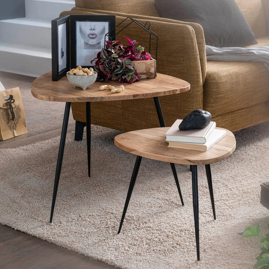 dali solid wood and metal nest of tables
