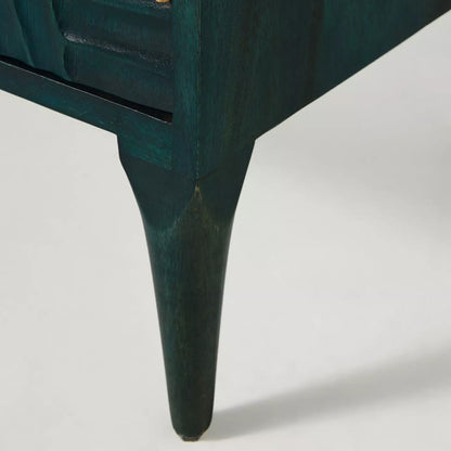 Hastkala solid wood carved chest of drawer in indigo finish