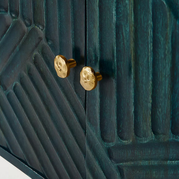 hastkala solid wood carved bookcase in indigo finish