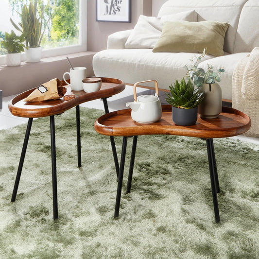 chiron wood and metal nest of tables