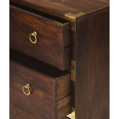 amber solid wood chest of drawers in dark brown finish