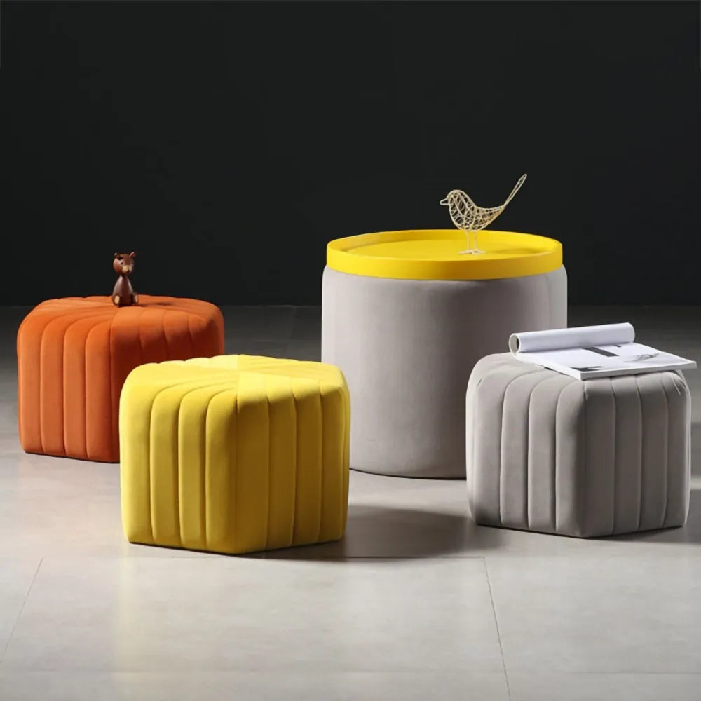 yellow pouffe