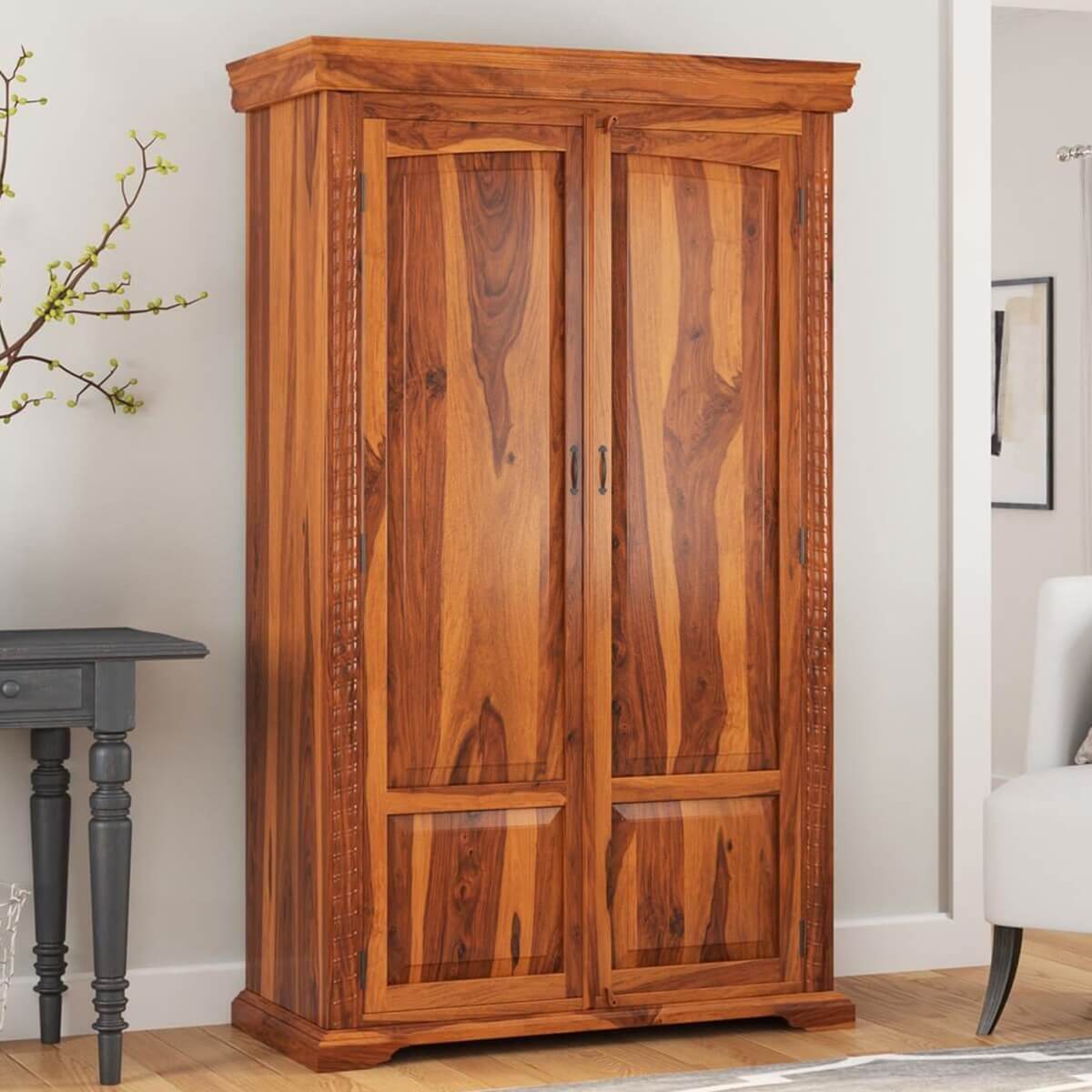 dravida solid wood wardrobe in natural finish