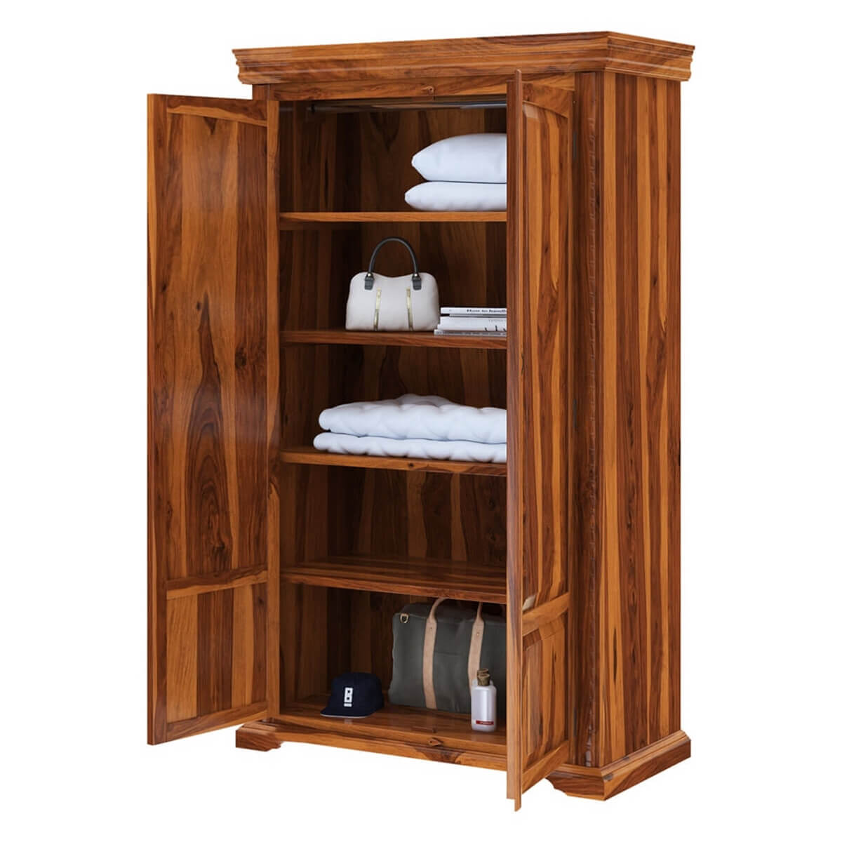 dravida solid wood wardrobe in natural finish
