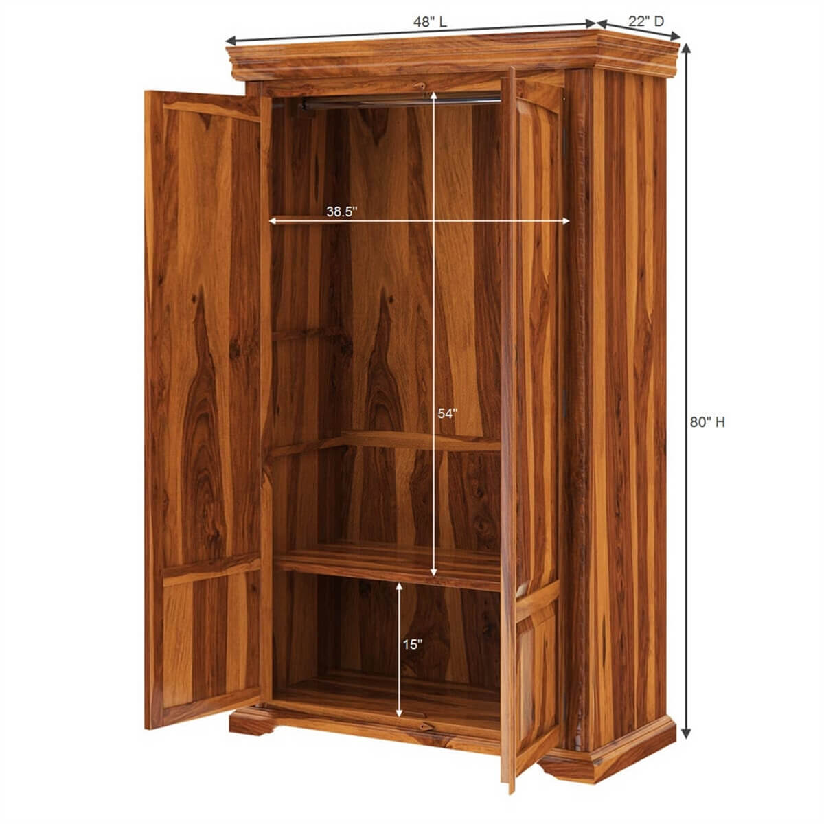 dravida solid wood wardrobe in natural finish