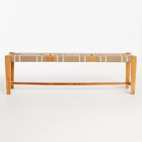 woven solid wood bench
