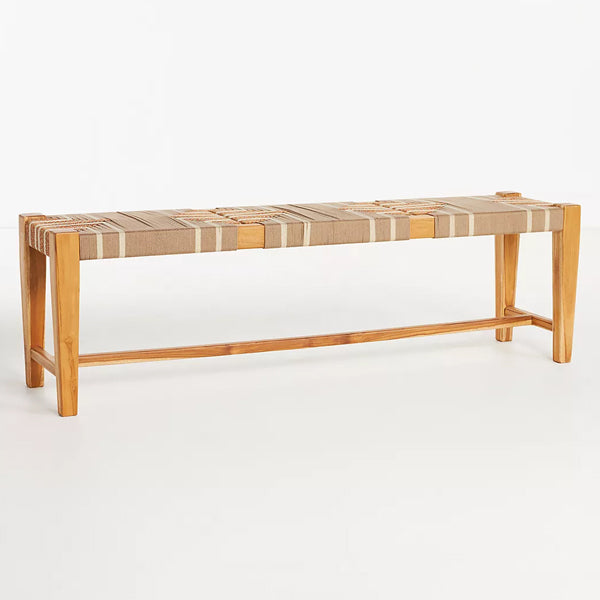 woven solid wood bench