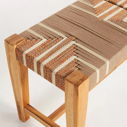 woven solid wood bench