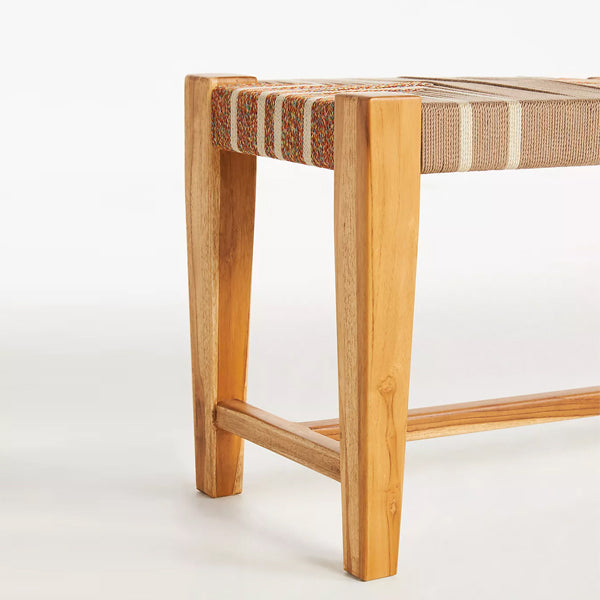 woven solid wood bench