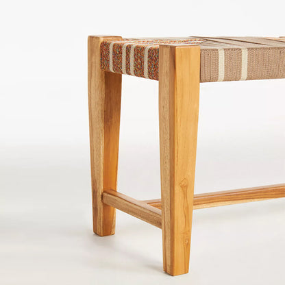 woven solid wood bench