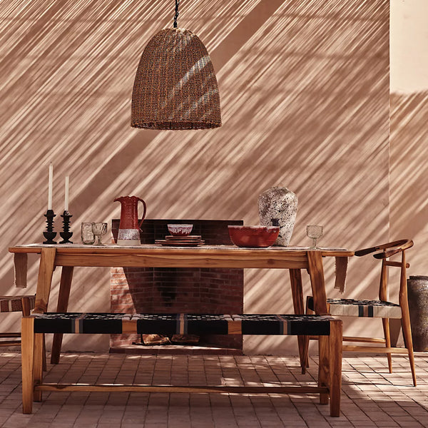 Peter Woven And Solid Wood Bench Natural finish