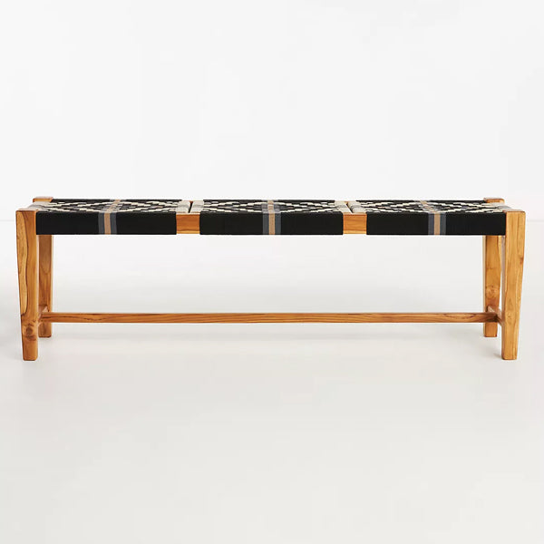 Peter Woven And Solid Wood Bench Natural finish