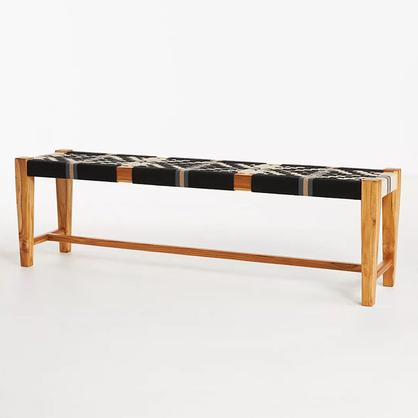 Peter Woven And Solid Wood Bench Natural finish