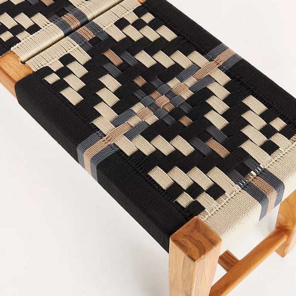 Peter Woven And Solid Wood Bench Natural finish