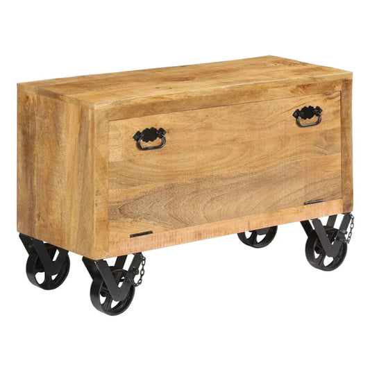 aam solid wood shoe rack trolley in natural finish