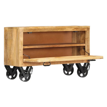 aam solid wood shoe rack trolley in natural finish