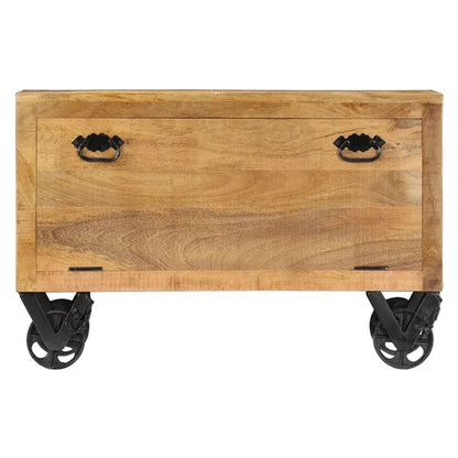 aam solid wood shoe rack trolley in natural finish