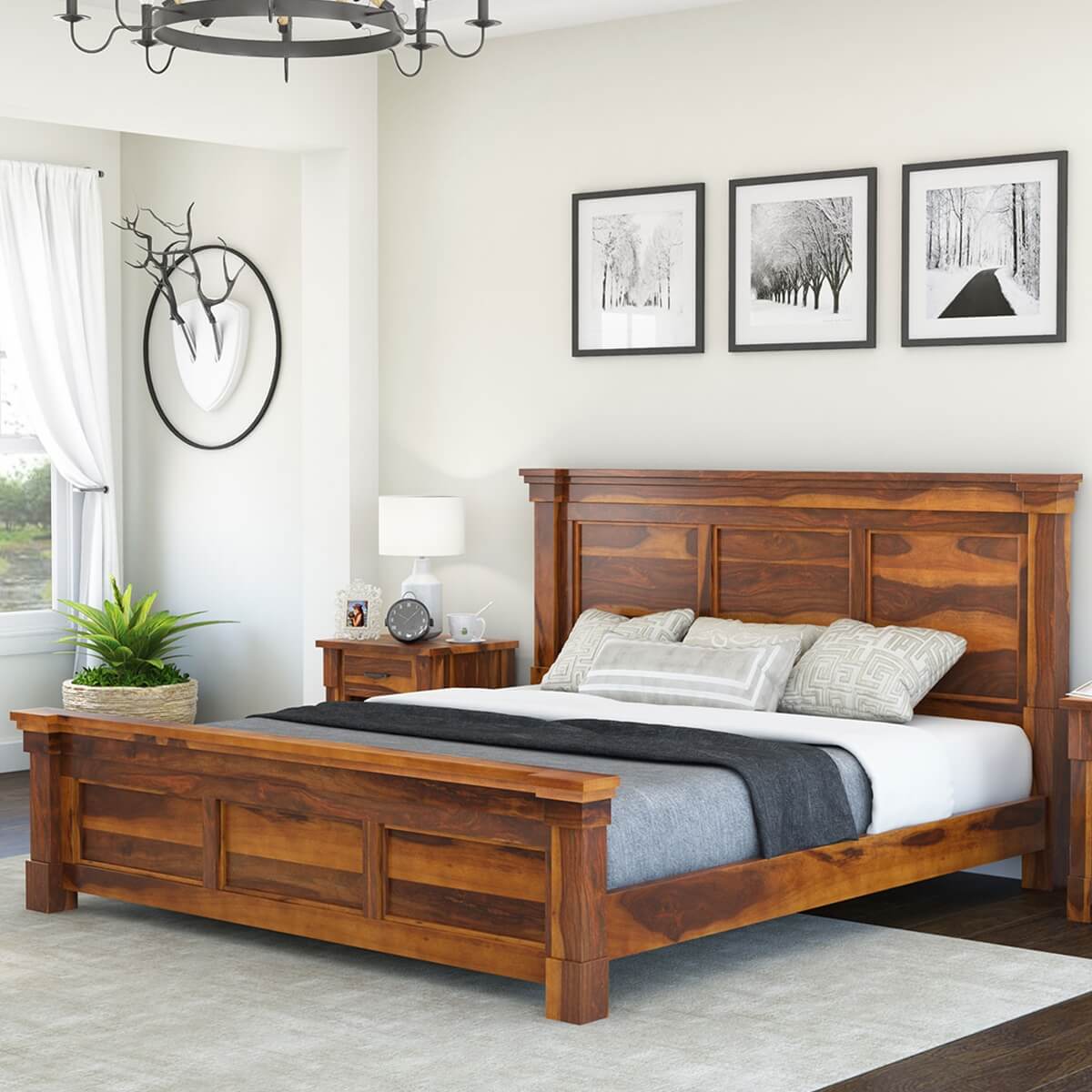 Damakas solid wood bed in natural finish