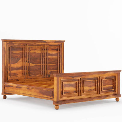 rogun solid wood king size bed in natural finish