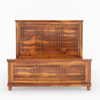 rogun solid wood king size bed in natural finish
