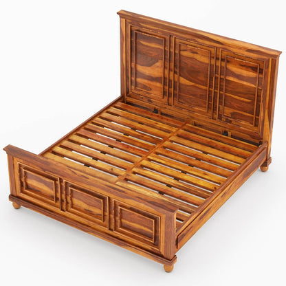 rogun solid wood king size bed in natural finish