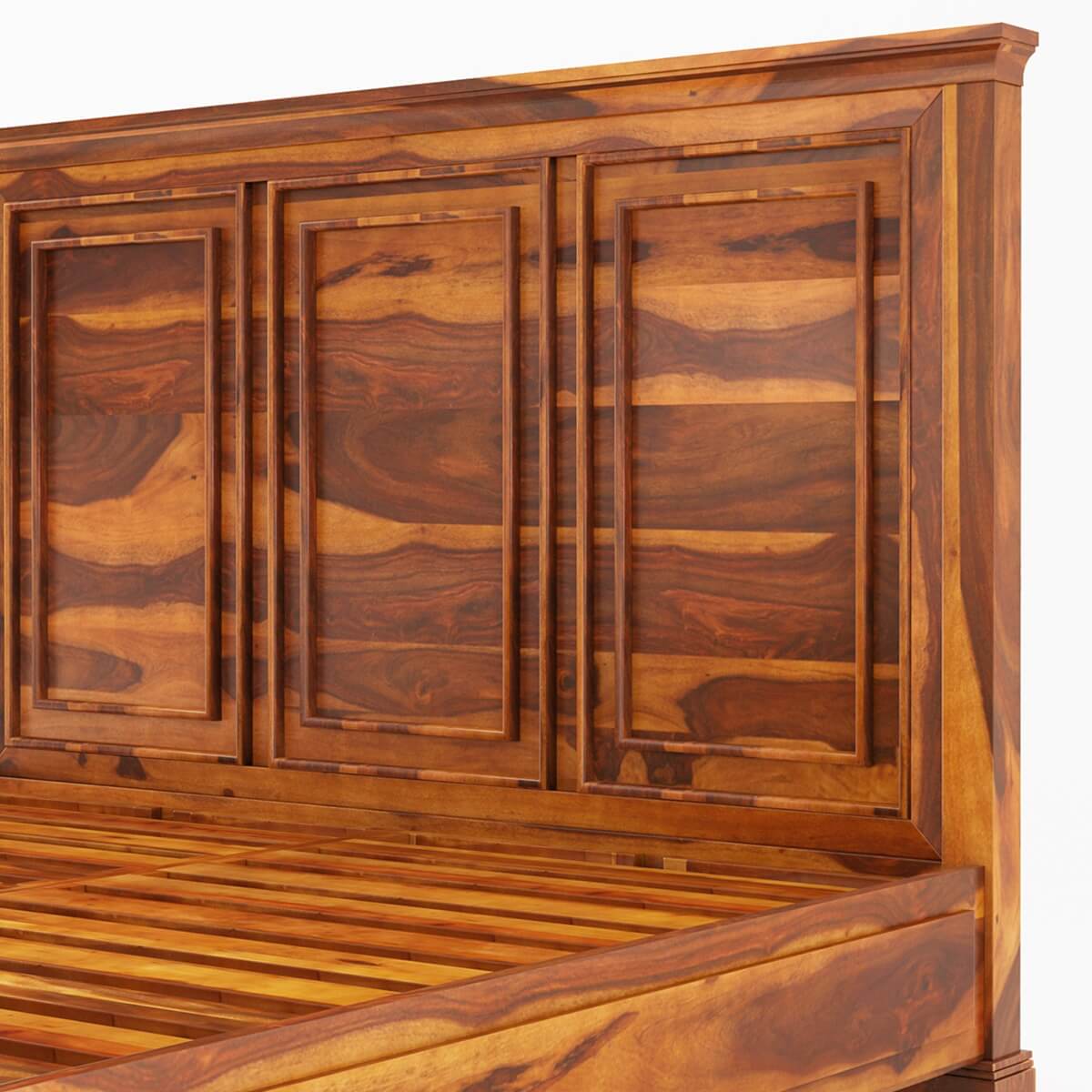 rogun solid wood king size bed in natural finish