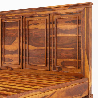 rogun solid wood king size bed in natural finish