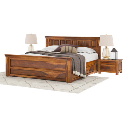flora solid wood bed with storage