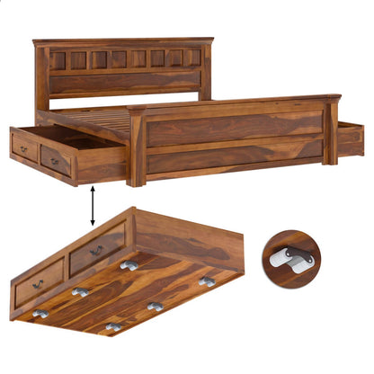 flora solid wood bed with storage