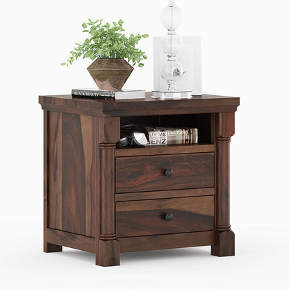Bangalore solid wood bedside table in walnut finish