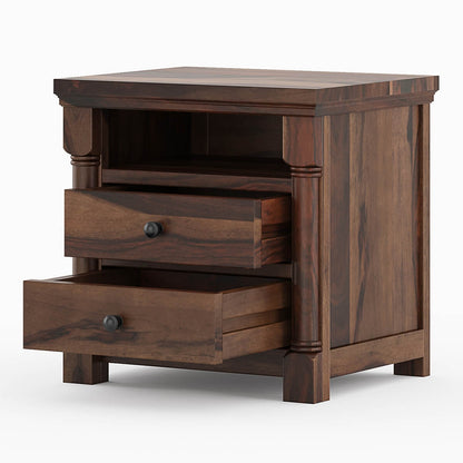 Bangalore solid wood bedside table in walnut finish