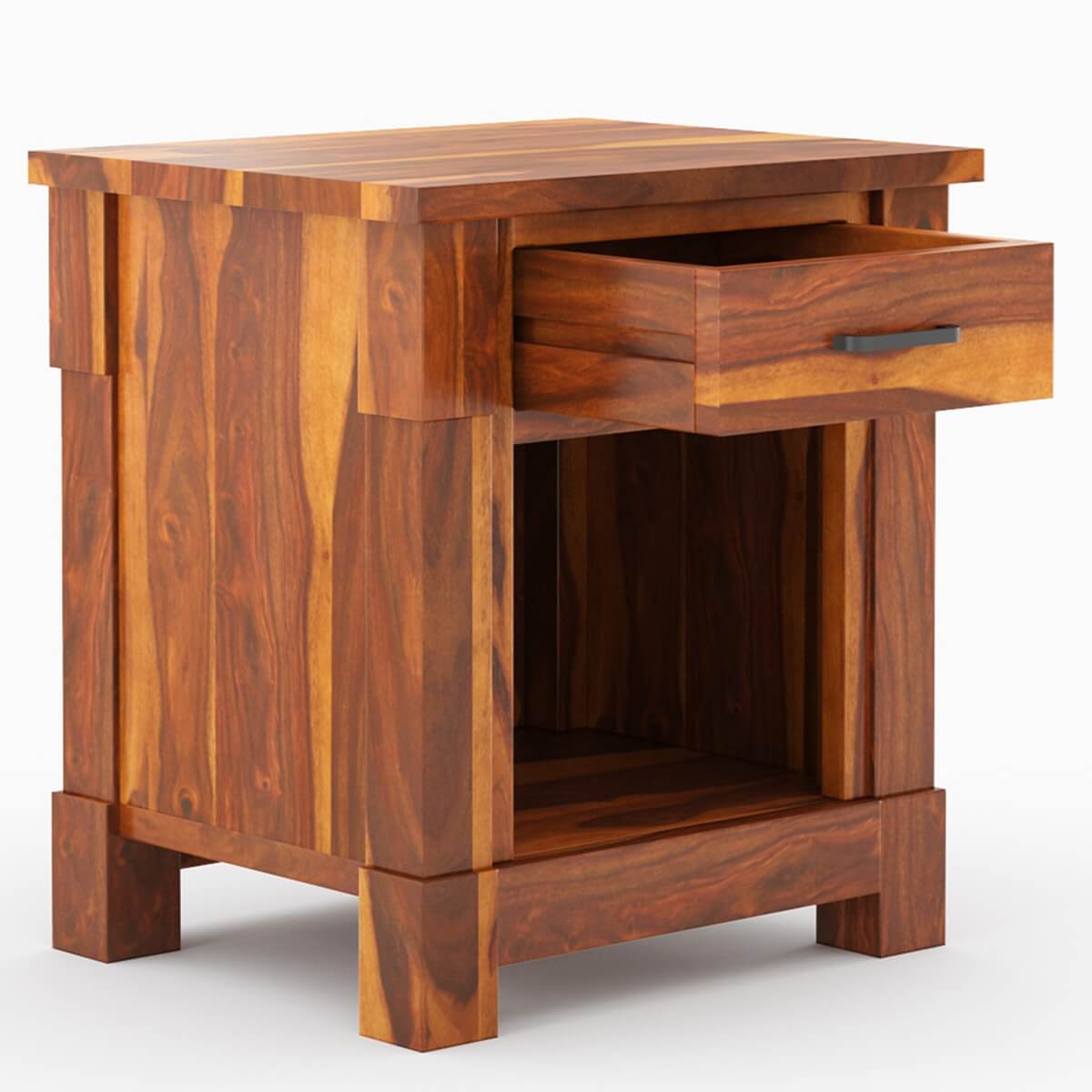 damakas solid wood bedside table in natural finish