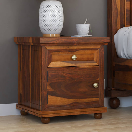 rogun solid wood bedside table in natural finish
