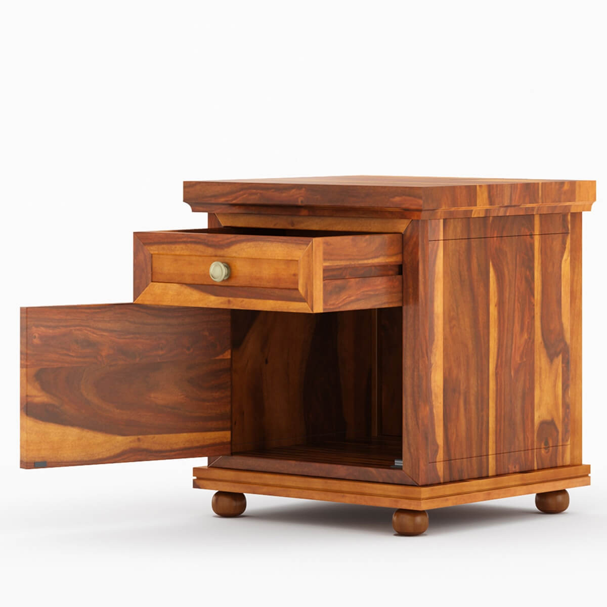 rogun solid wood bedside table in natural finish